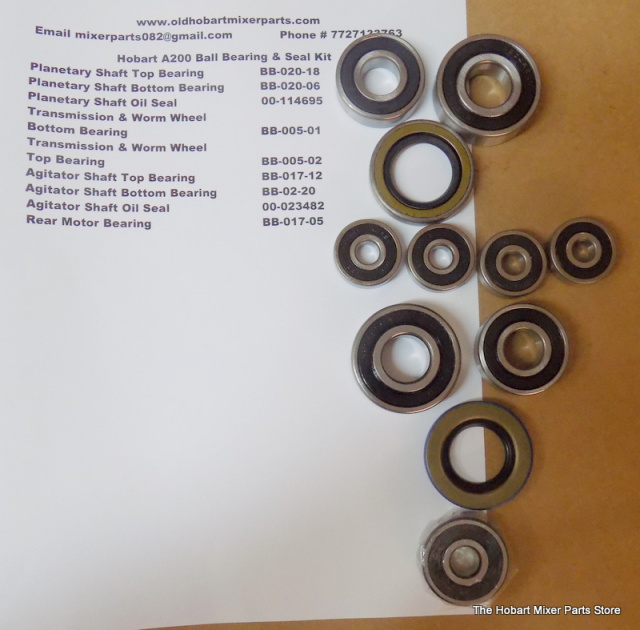 Hobart Mixer 20qt A200 Bearing's seal motor gear box 10 Brg 2